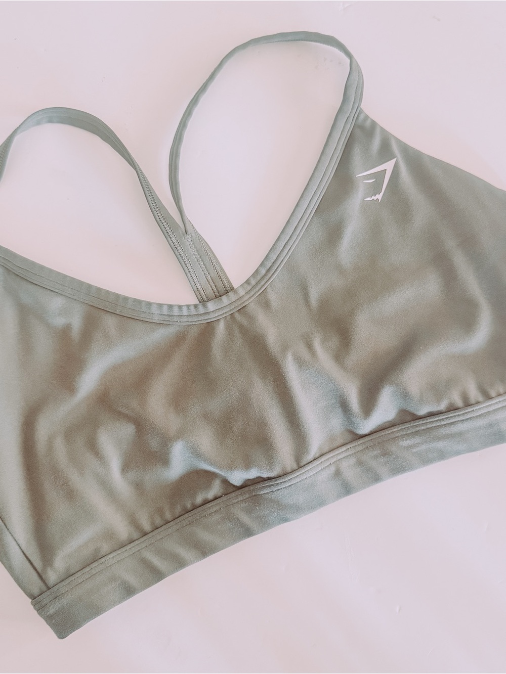 Gymshark Dark Olive Green V Neck Light Support Sports Bra. Size Medium